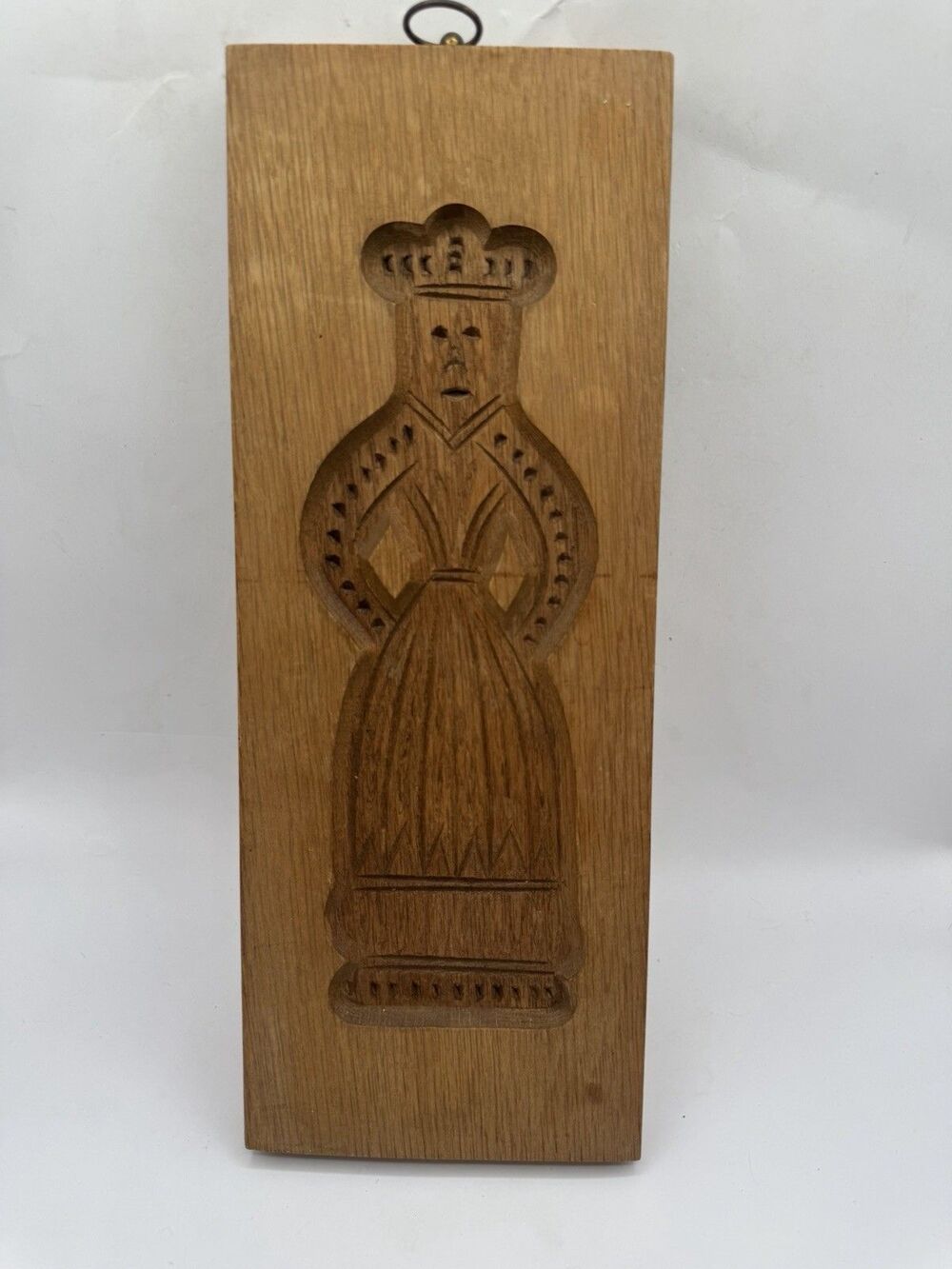 Antique Dutch/German Wood Springerle Queen Cookie Board Mold Stamp Press